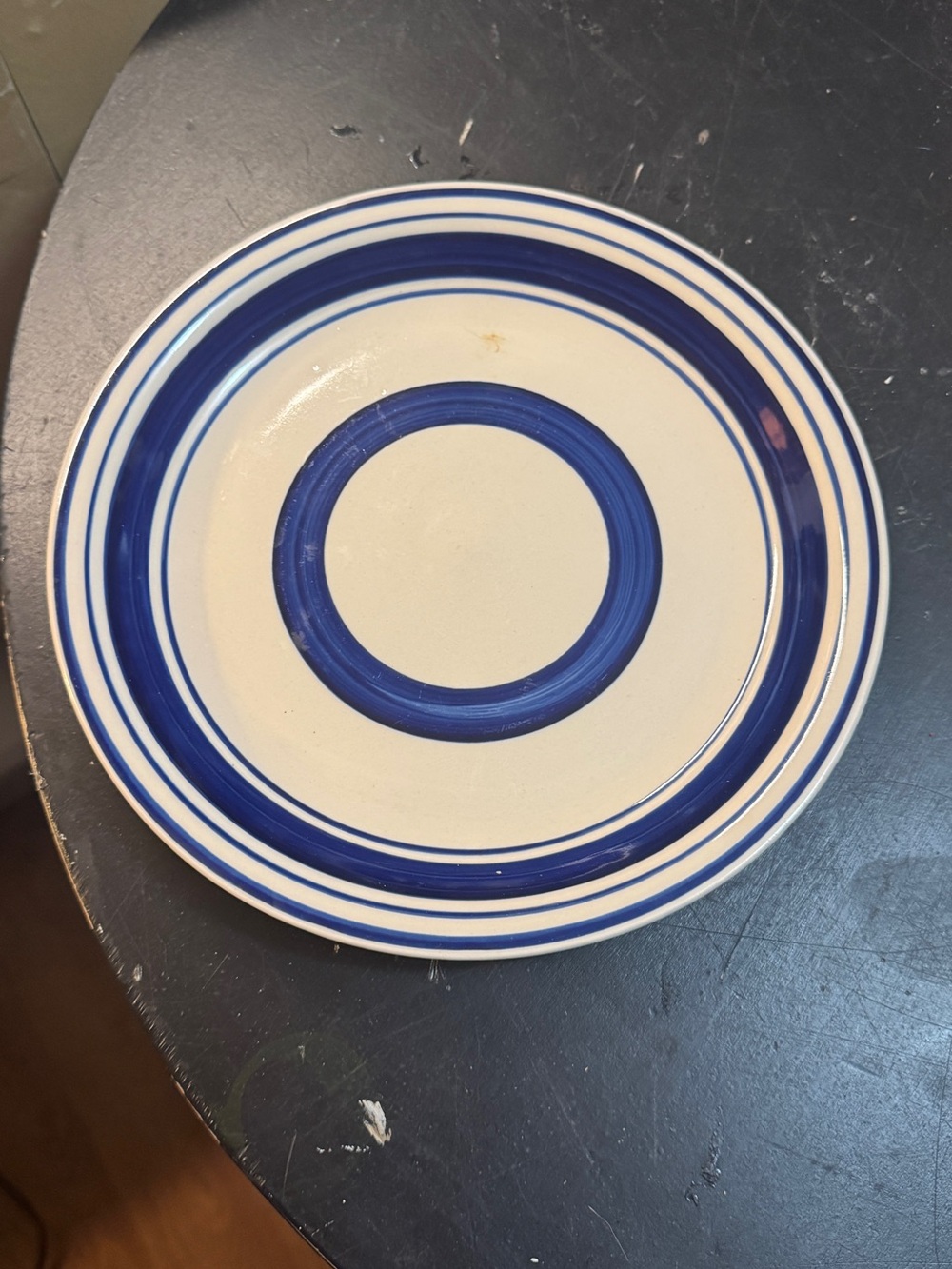Royal Norfolk White Ceramic Plate with Blue Concentric Rings